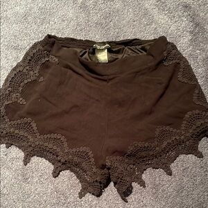 See You Monday Black Lace High Waist Shorts